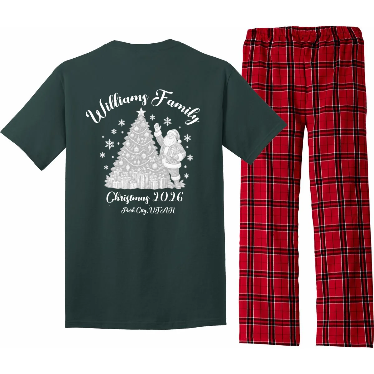 Christmas Family Name Personalized - Custom Holiday Family Gift Men's Pajamas - Back - Close-up