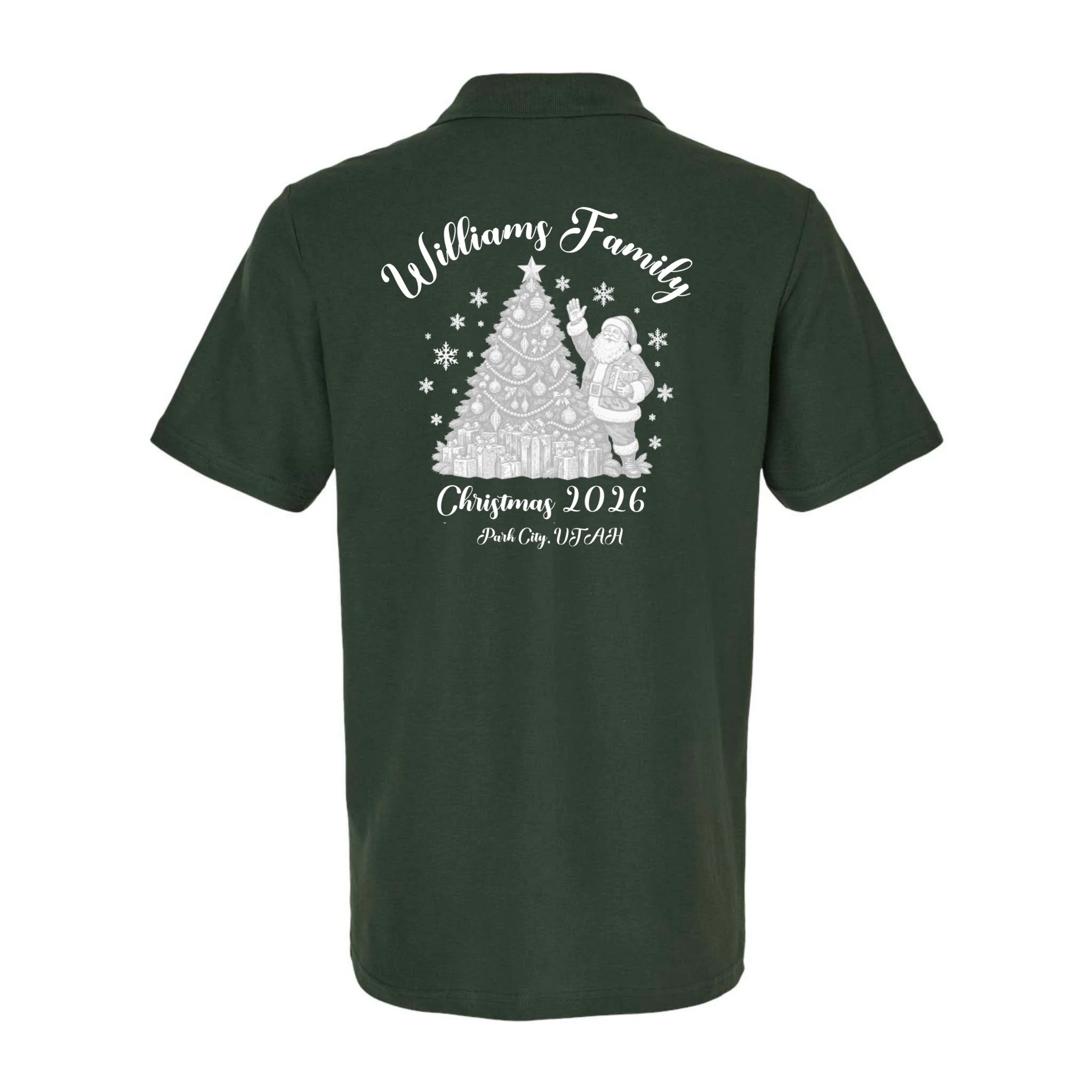 Christmas Family Name Personalized - Custom Holiday Family Gift Men's Polo - Back - Close-up