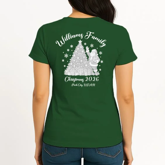 Christmas Family Name Personalized - Custom Holiday Family Gift Women's T-Shirt - Back