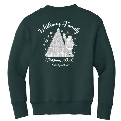 Christmas Family Name Personalized - Custom Holiday Family Gift Kids Sweatshirt - Back - Close-up