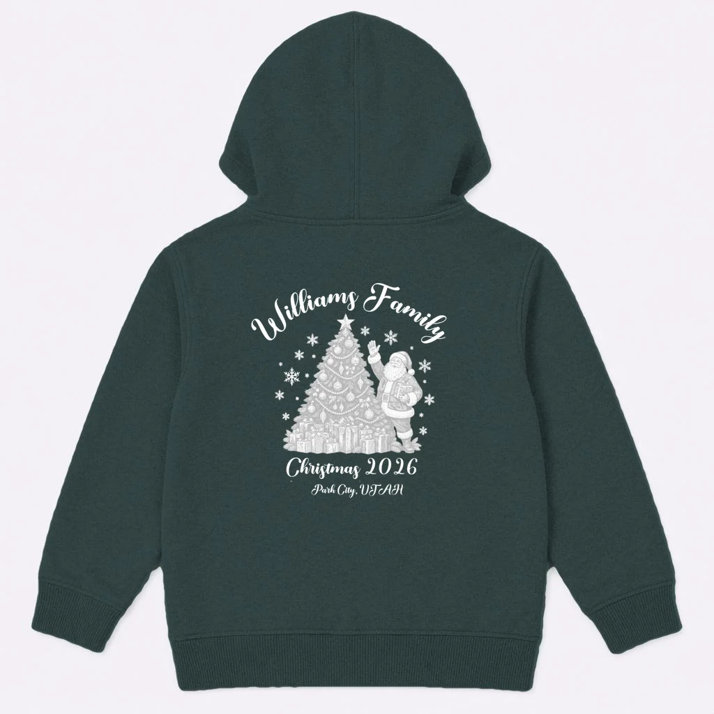 Christmas Family Name Personalized - Custom Holiday Family Gift Kids Hoodie - Back