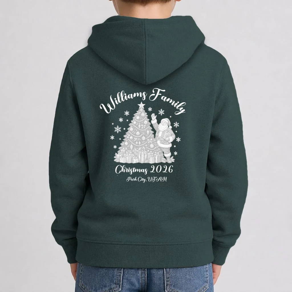 Christmas Family Name Personalized - Custom Holiday Family Gift Kids Hoodie - Back 1