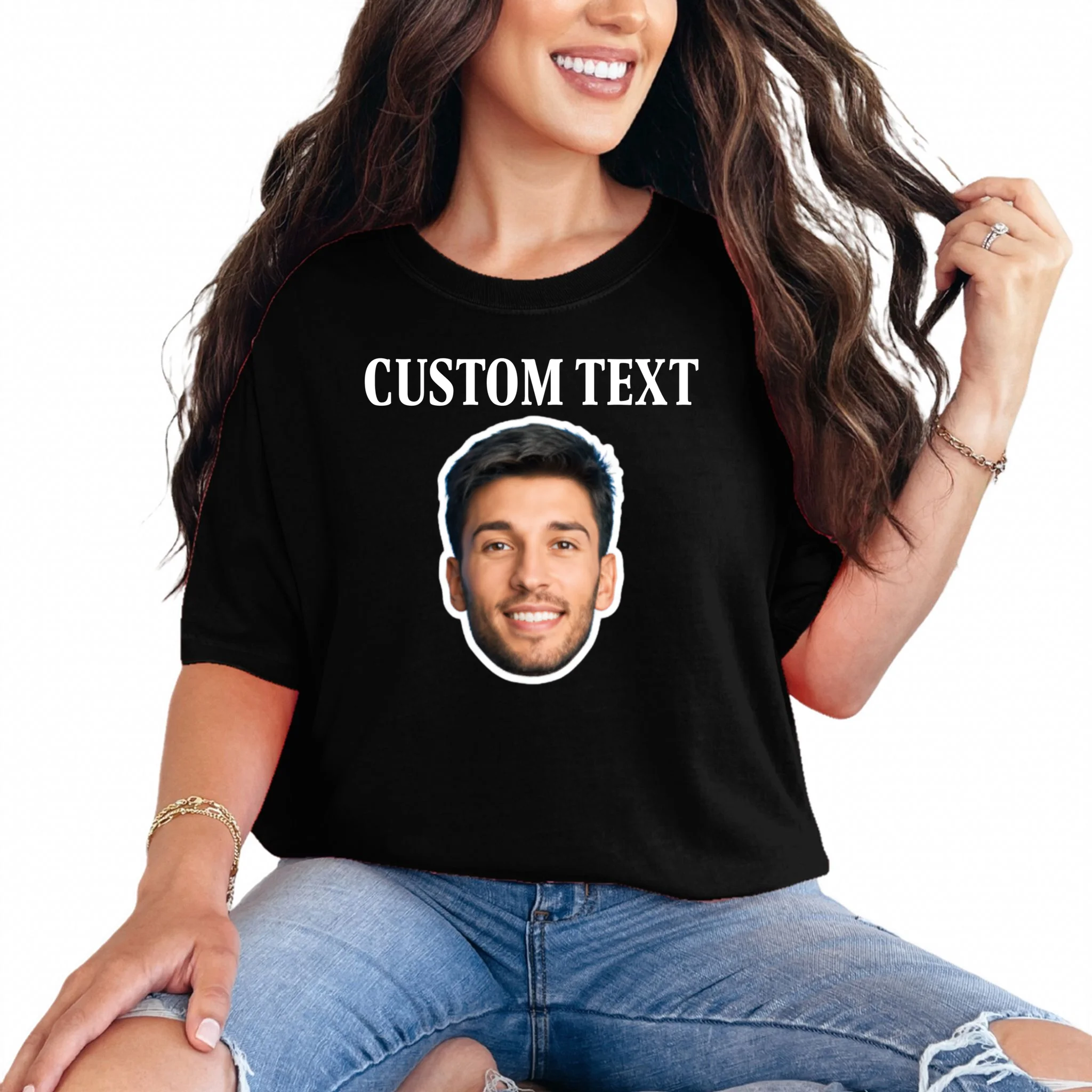 Custom Face Comfort Colors Unisex T-Shirt - Personalized Photo Gift with Your Face - Front