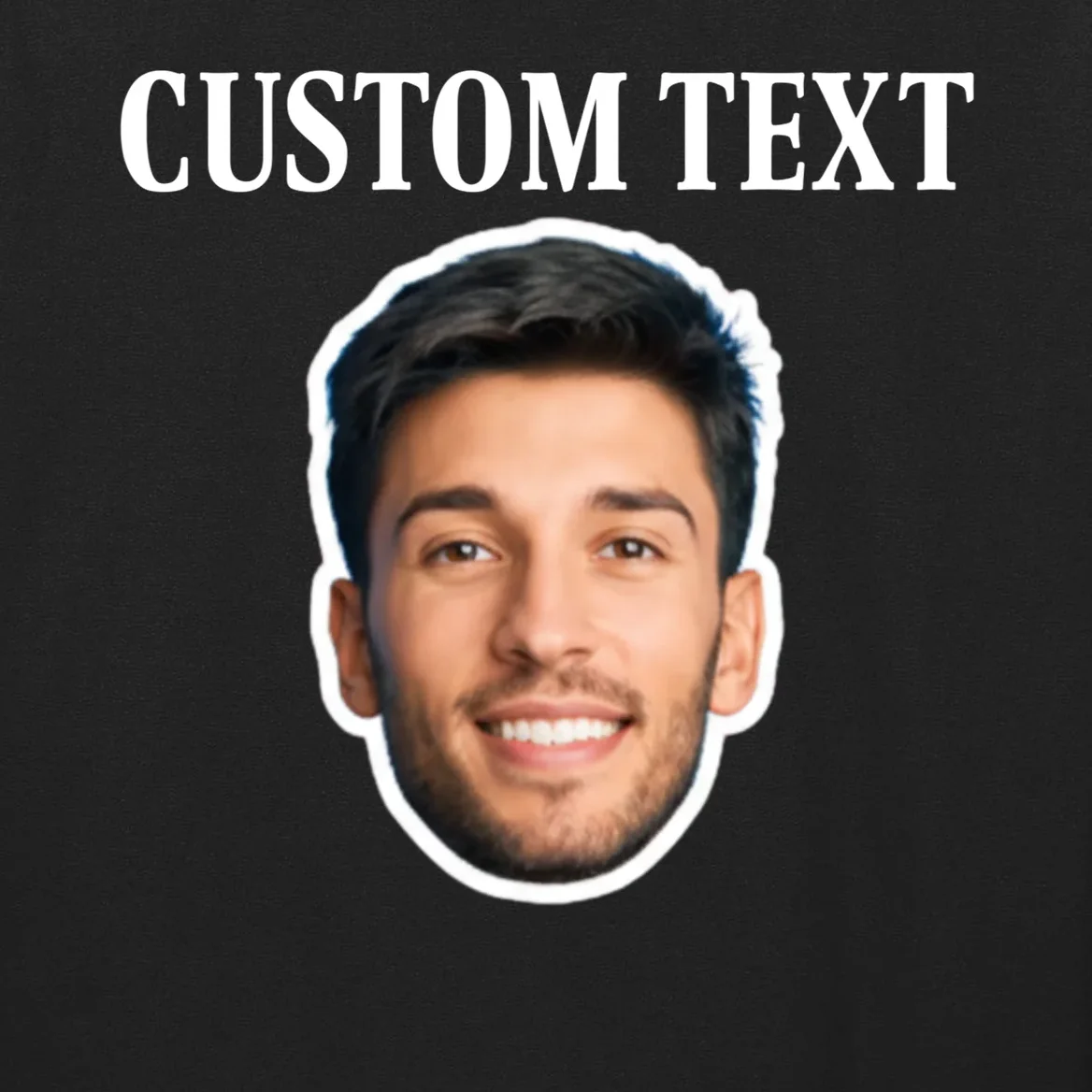 Custom Face Men's Long Sleeve Shirt - Personalized Photo Gift with Your Face - Front - Close-up