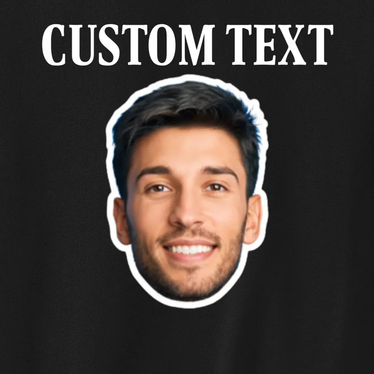 Custom Face Men's Sweatshirt - Personalized Photo Gift with Your Face - Front - Close-up