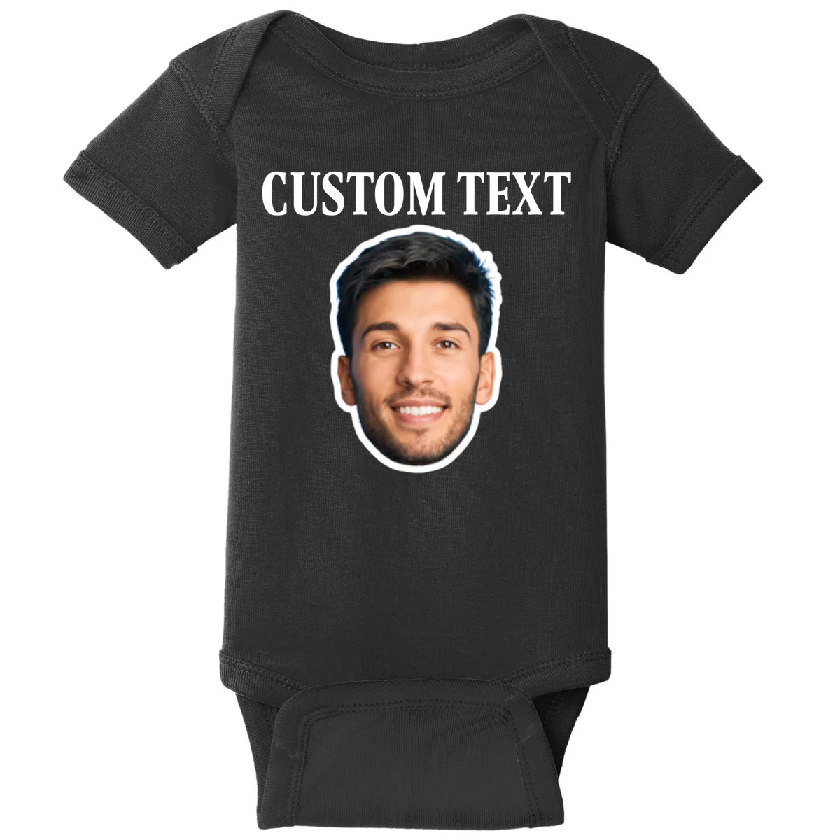 Custom Face Baby Bodysuit - Personalized Photo Gift with Your Face - Front