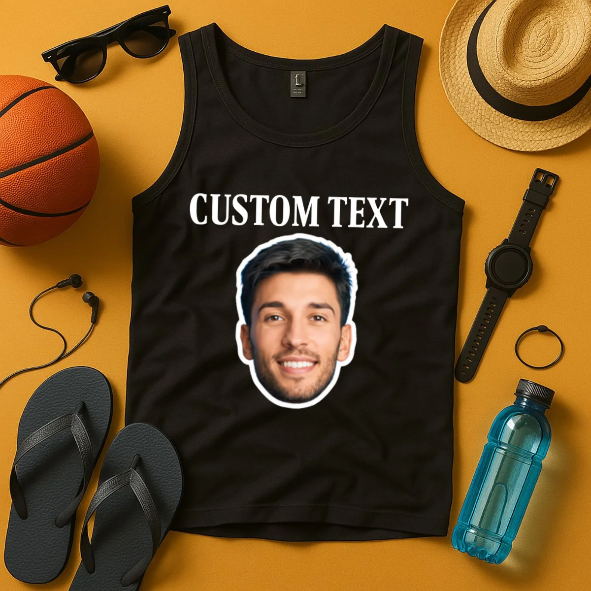 Custom Face Tank Top - Personalized Photo Gift with Your Face - Front 3