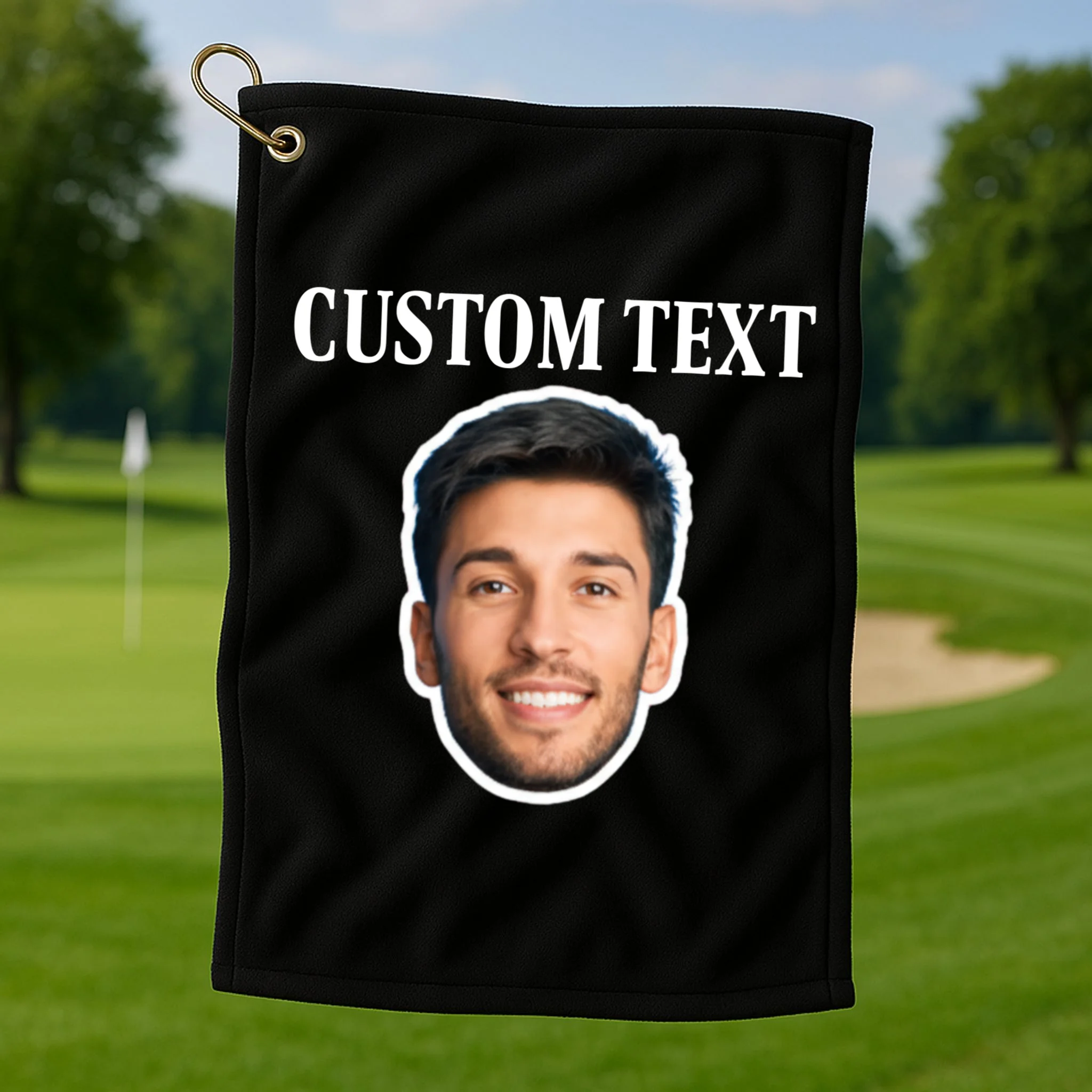 Custom Face Golf Towel - Personalized Photo Gift with Your Face - Front 1