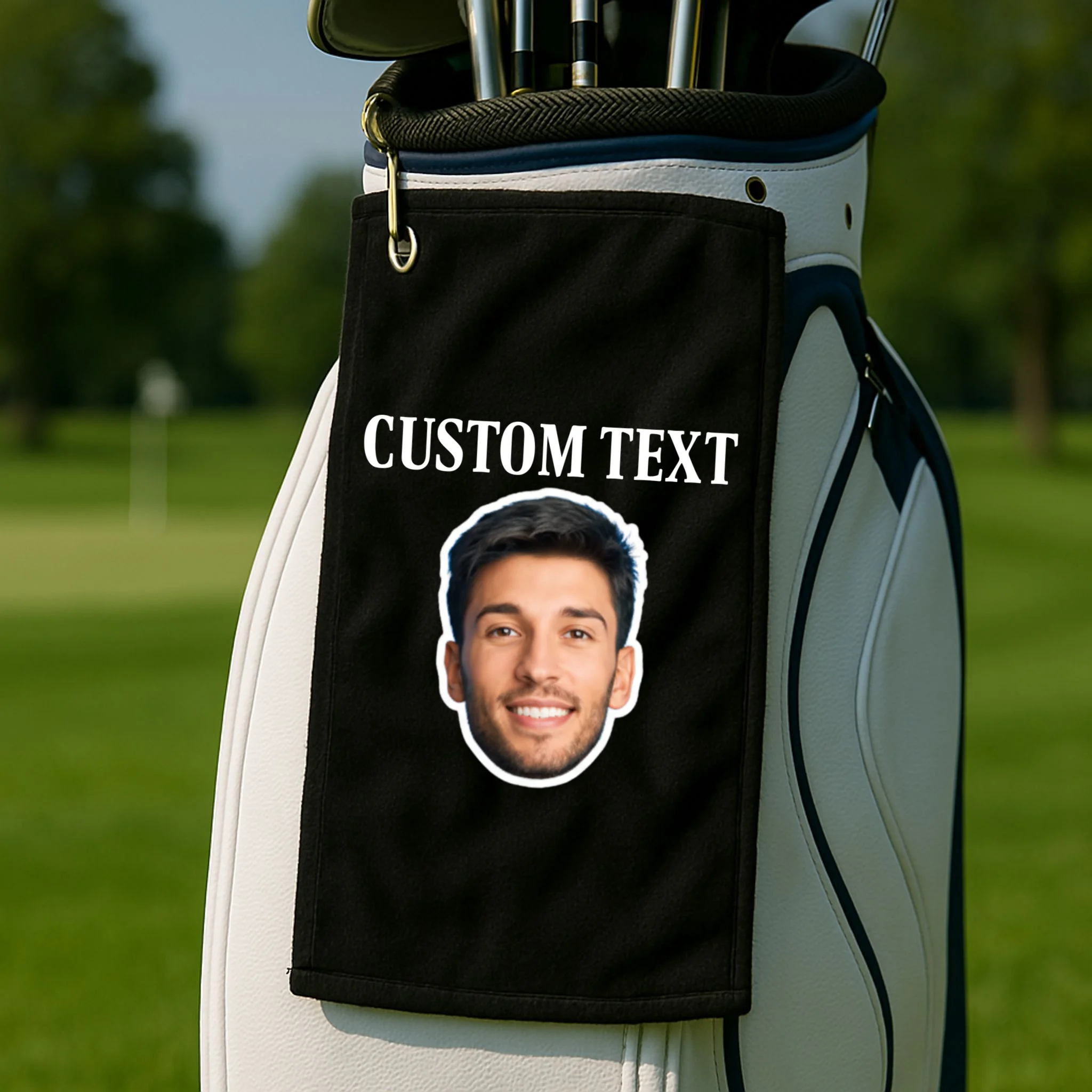 Custom Face Golf Towel - Personalized Photo Gift with Your Face - Front 2