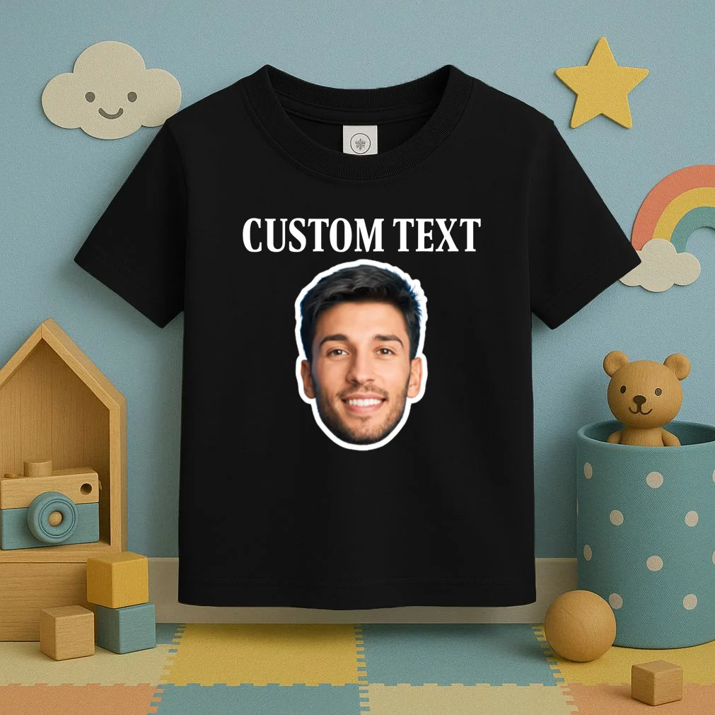 Custom Face Toddler T-Shirt - Personalized Photo Gift with Your Face - Front 2