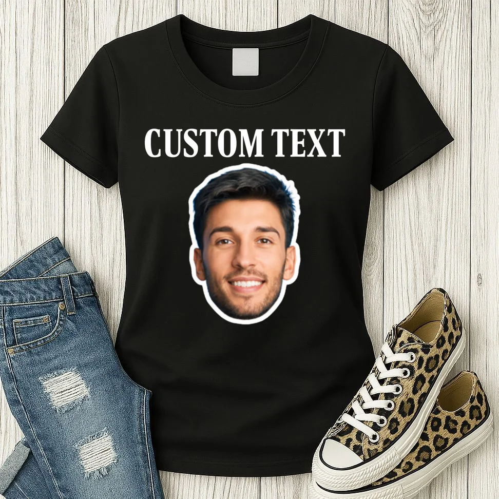 Custom Face Women's T-Shirt - Personalized Photo Gift with Your Face - Front 2