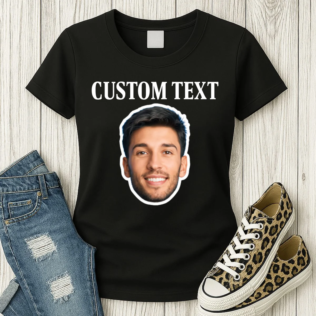 Custom Face Women's T-Shirt - Personalized Photo Gift with Your Face - Front 2