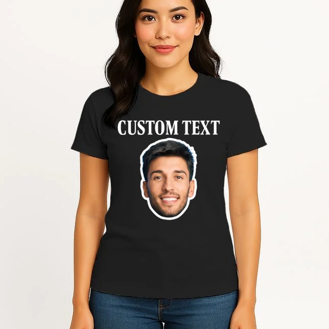 Custom Face Women's T-Shirt - Personalized Photo Gift with Your Face - Front 3