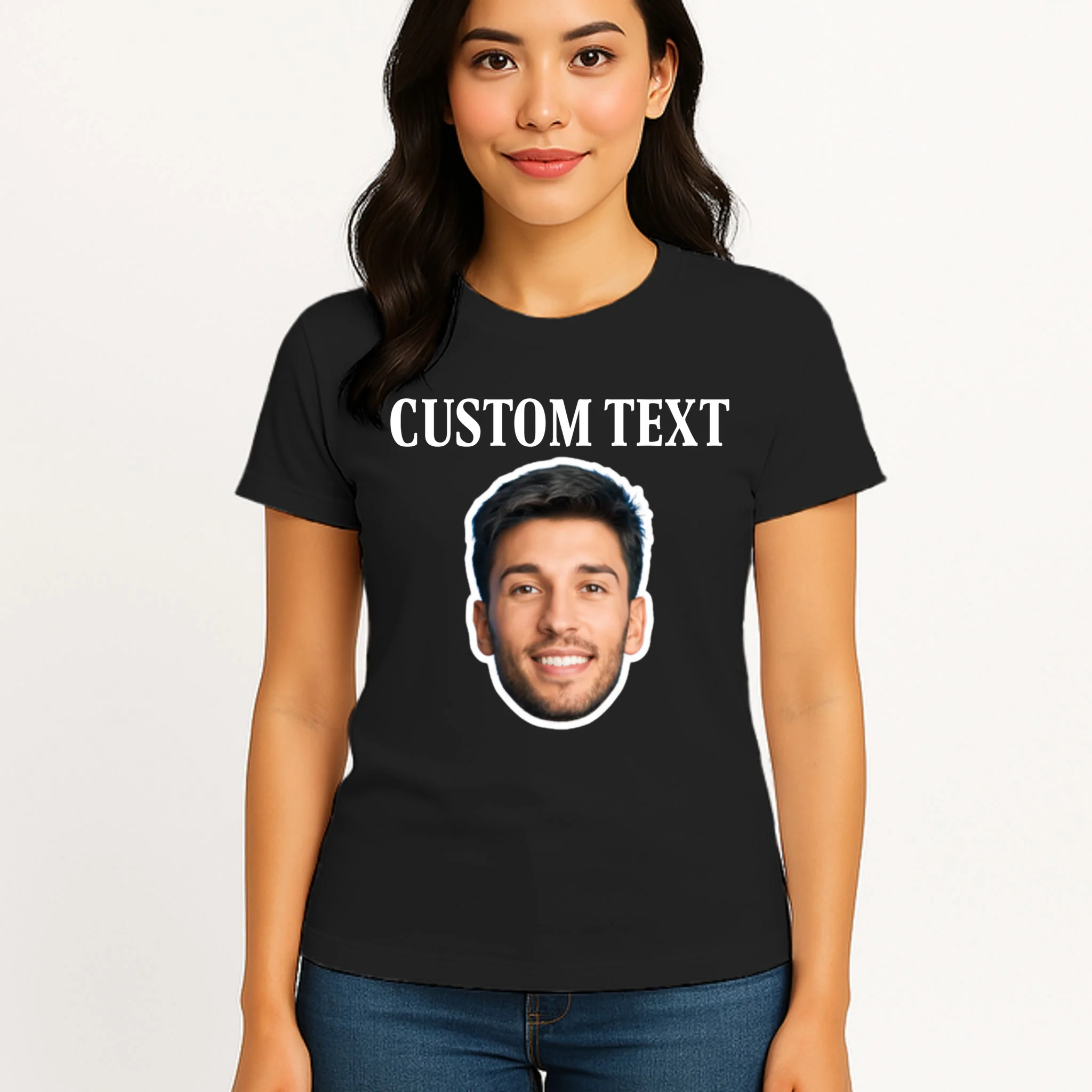 Custom Face Women's T-Shirt - Personalized Photo Gift with Your Face - Front 3