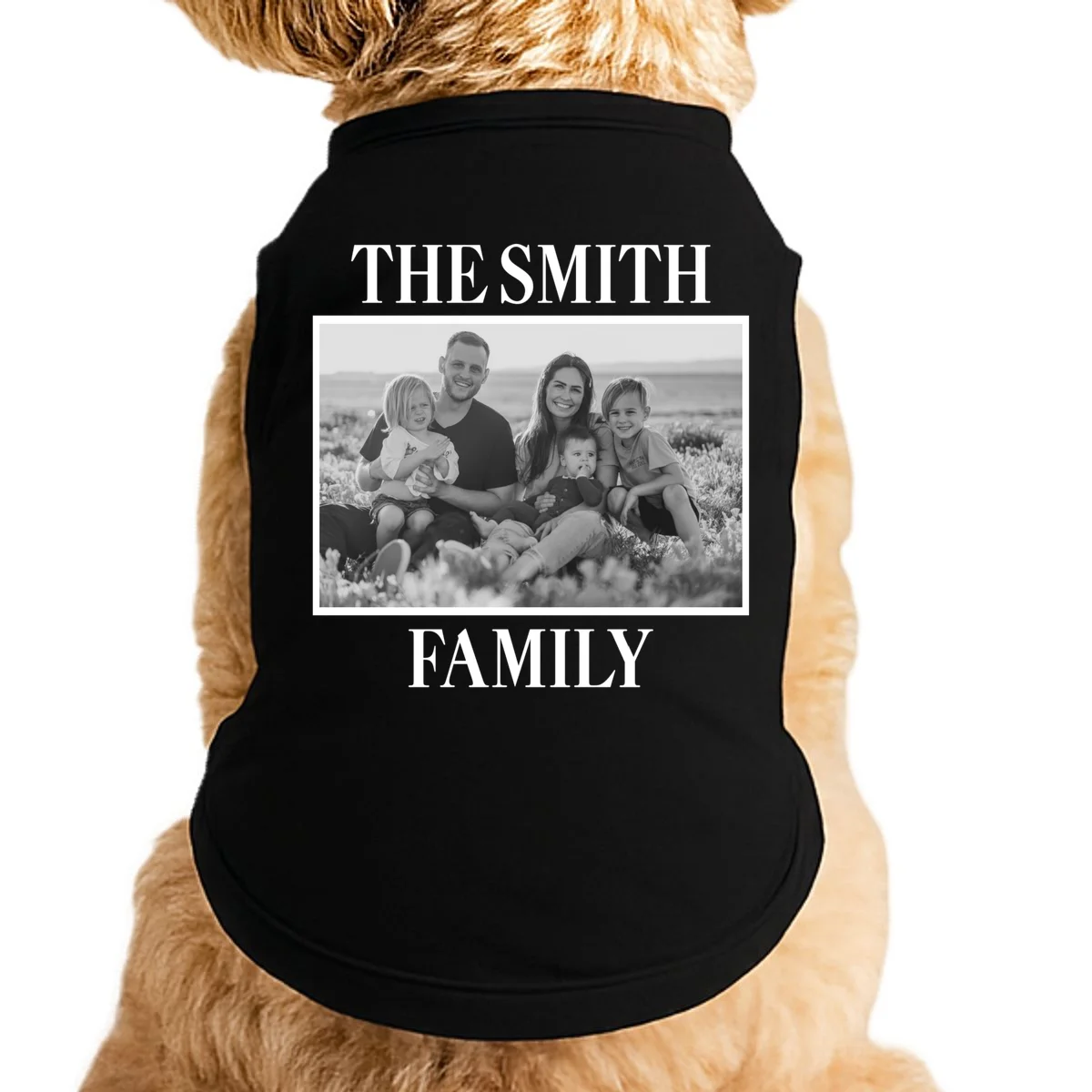 Custom Family Portrait - Personalized Family Photo for Cherished Memories Doggie Tank - Front