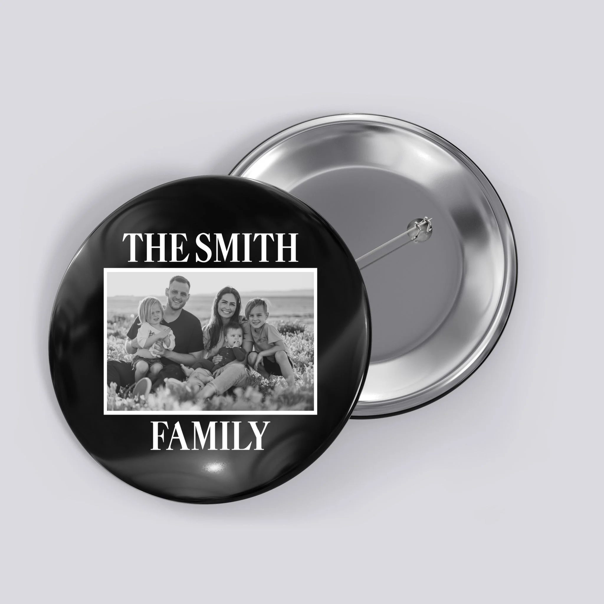 Custom Family Portrait - Personalized Family Photo for Cherished Memories Button - Front