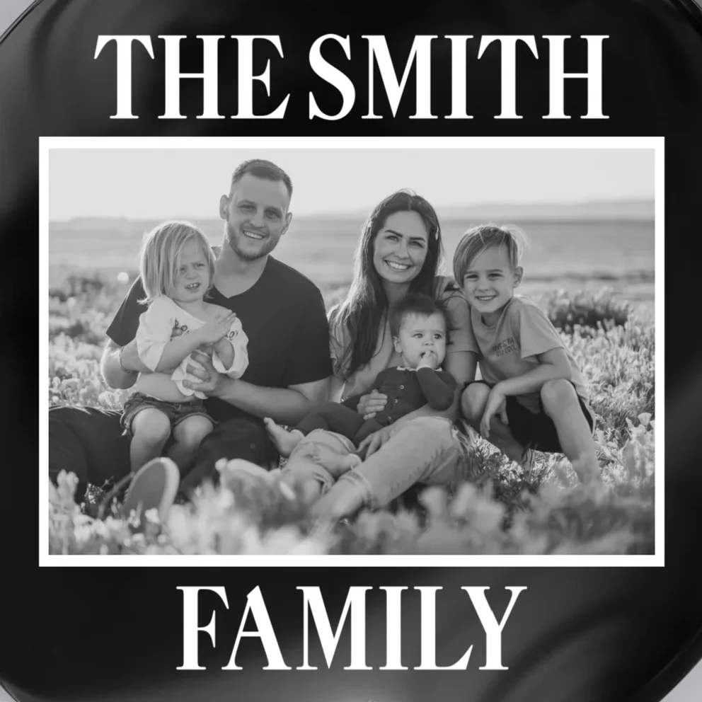 Custom Family Portrait - Personalized Family Photo for Cherished Memories Button - Front - Close-up