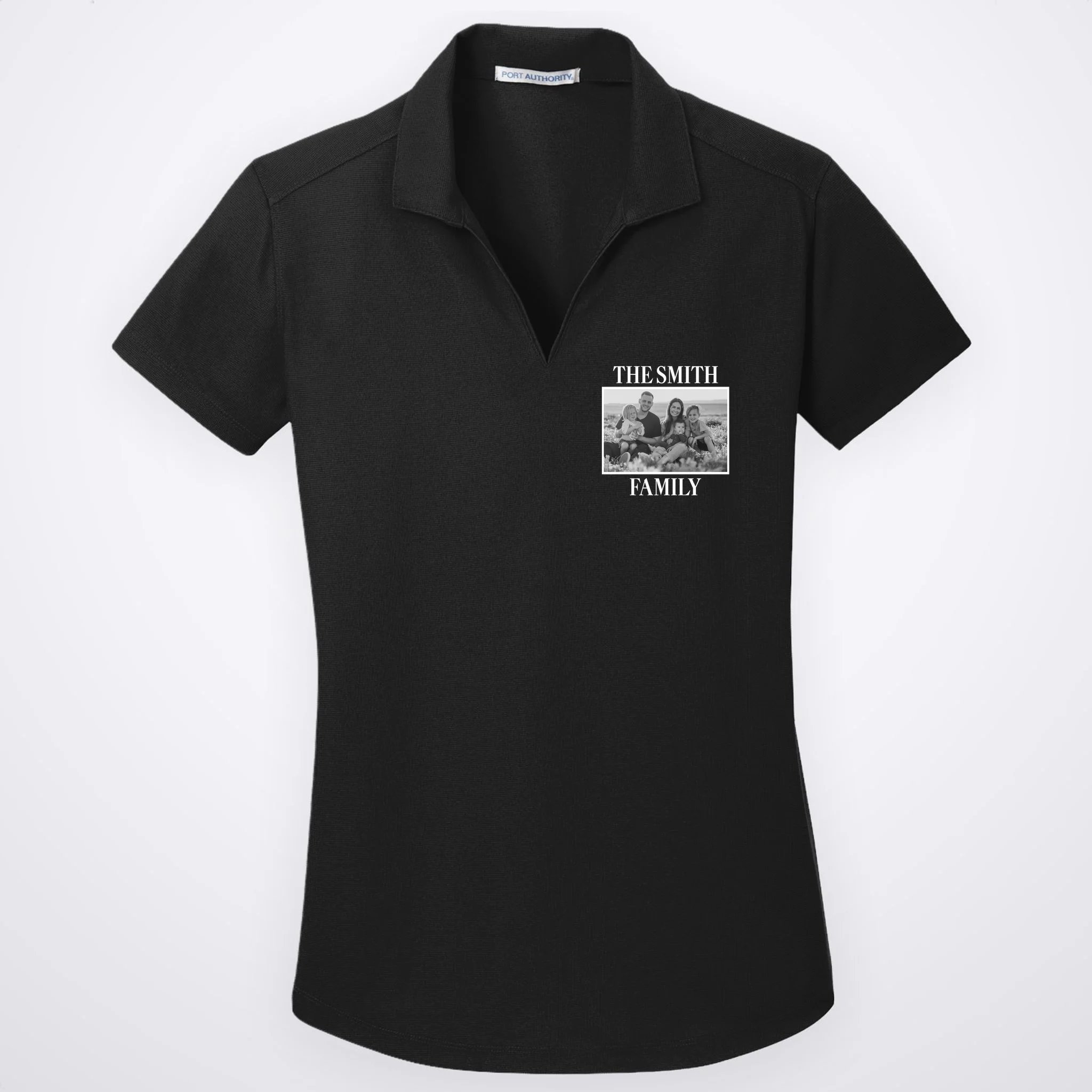 Custom Family Portrait - Personalized Family Photo for Cherished Memories Women's Polo - Front