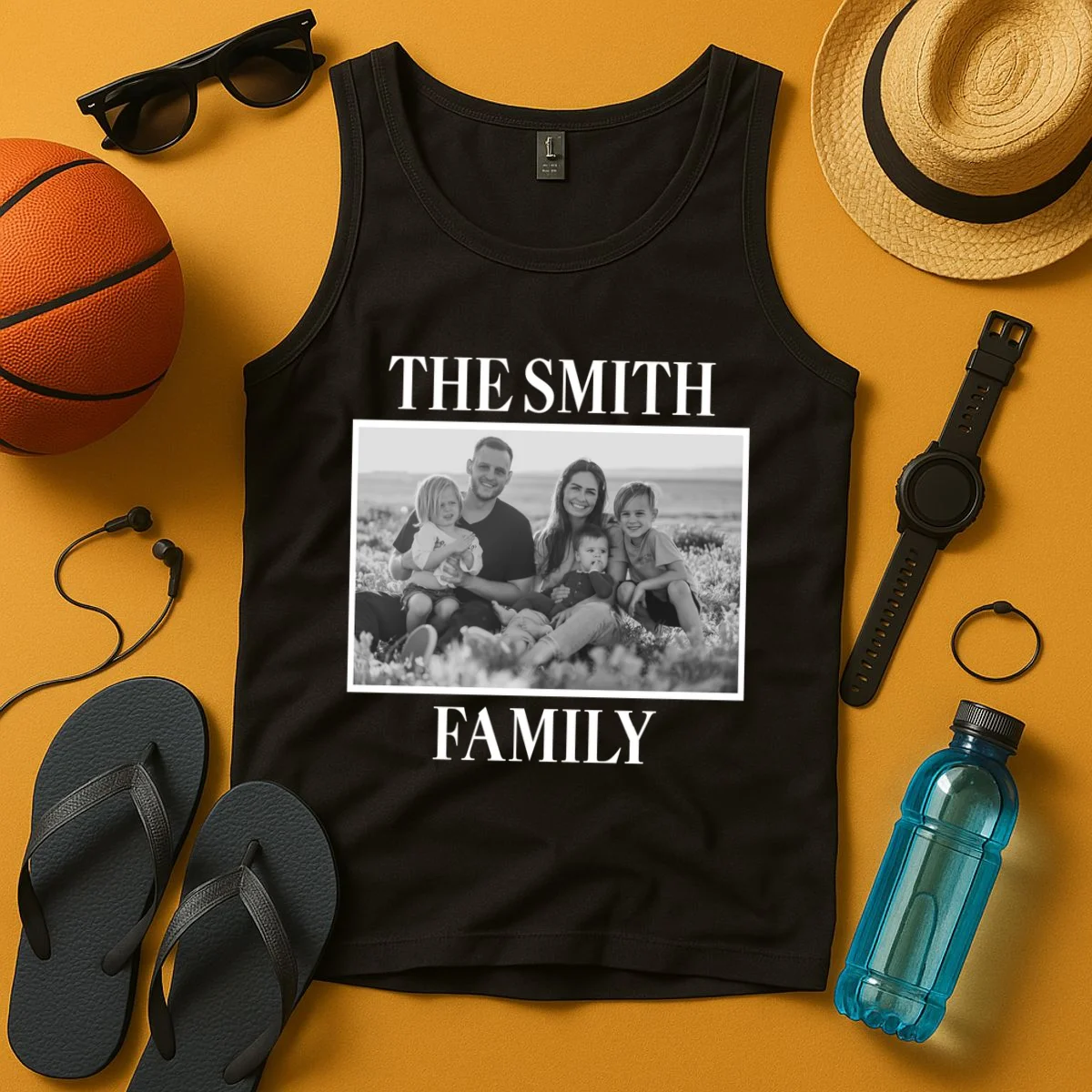 Custom Family Portrait - Personalized Family Photo for Cherished Memories Tank Top - Front 3