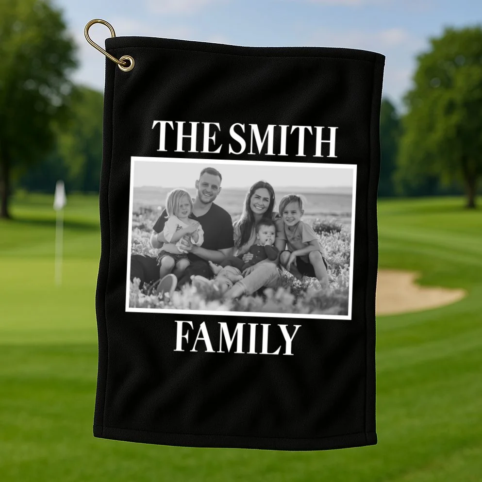 Custom Family Portrait - Personalized Family Photo for Cherished Memories Golf Towel - Front 1