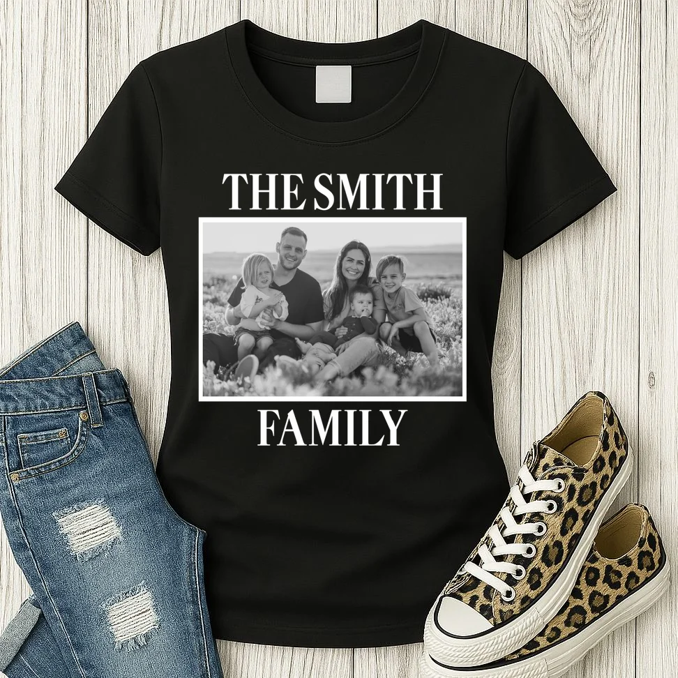 Custom Family Portrait - Personalized Family Photo for Cherished Memories Women's T-Shirt - Front 2