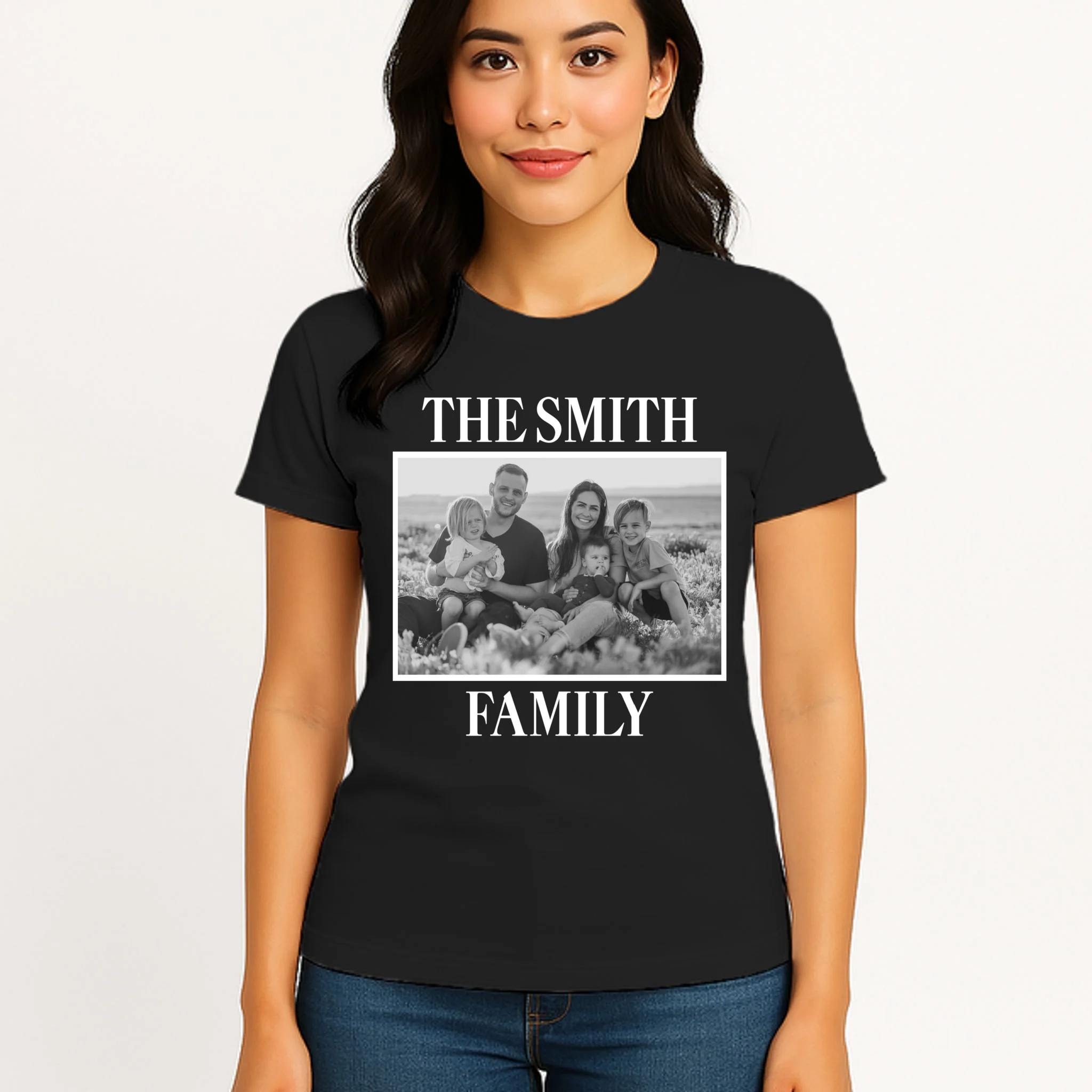 Custom Family Portrait - Personalized Family Photo for Cherished Memories Women's T-Shirt - Front 3