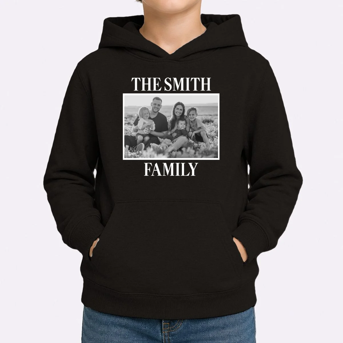Custom Family Portrait - Personalized Family Photo for Cherished Memories Kids Hoodie - Front 1