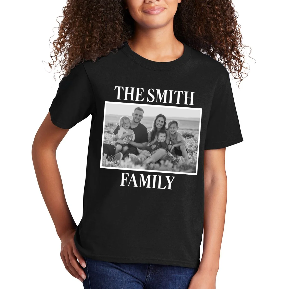 Custom Family Portrait - Personalized Family Photo for Cherished Memories Kids T-Shirt - Front 1