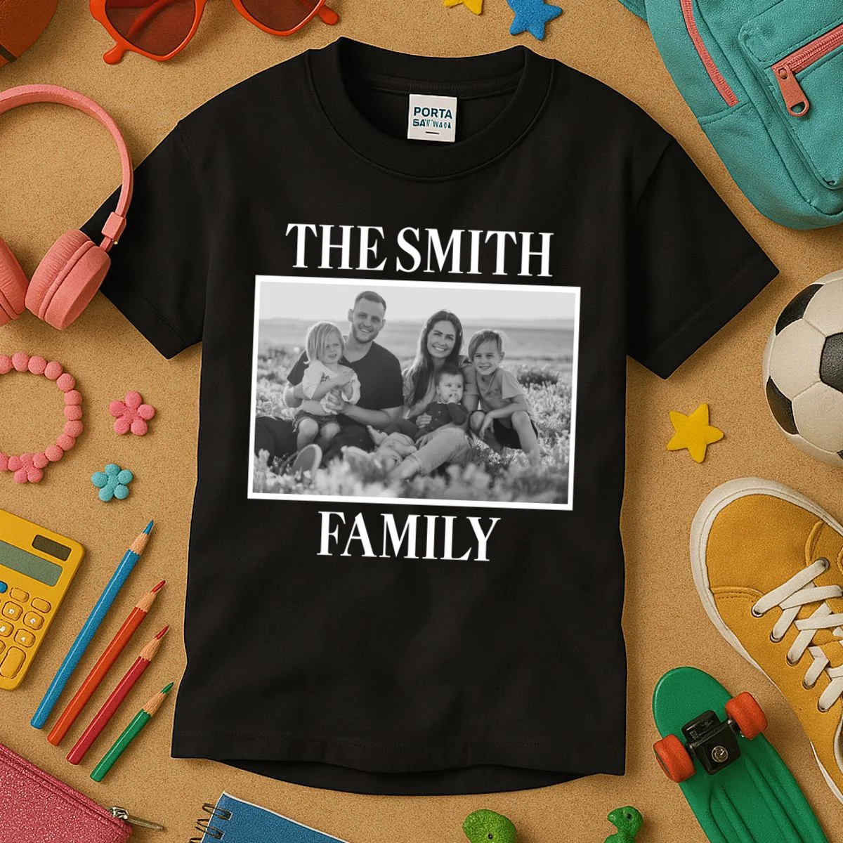 Custom Family Portrait - Personalized Family Photo for Cherished Memories Kids T-Shirt - Front 2