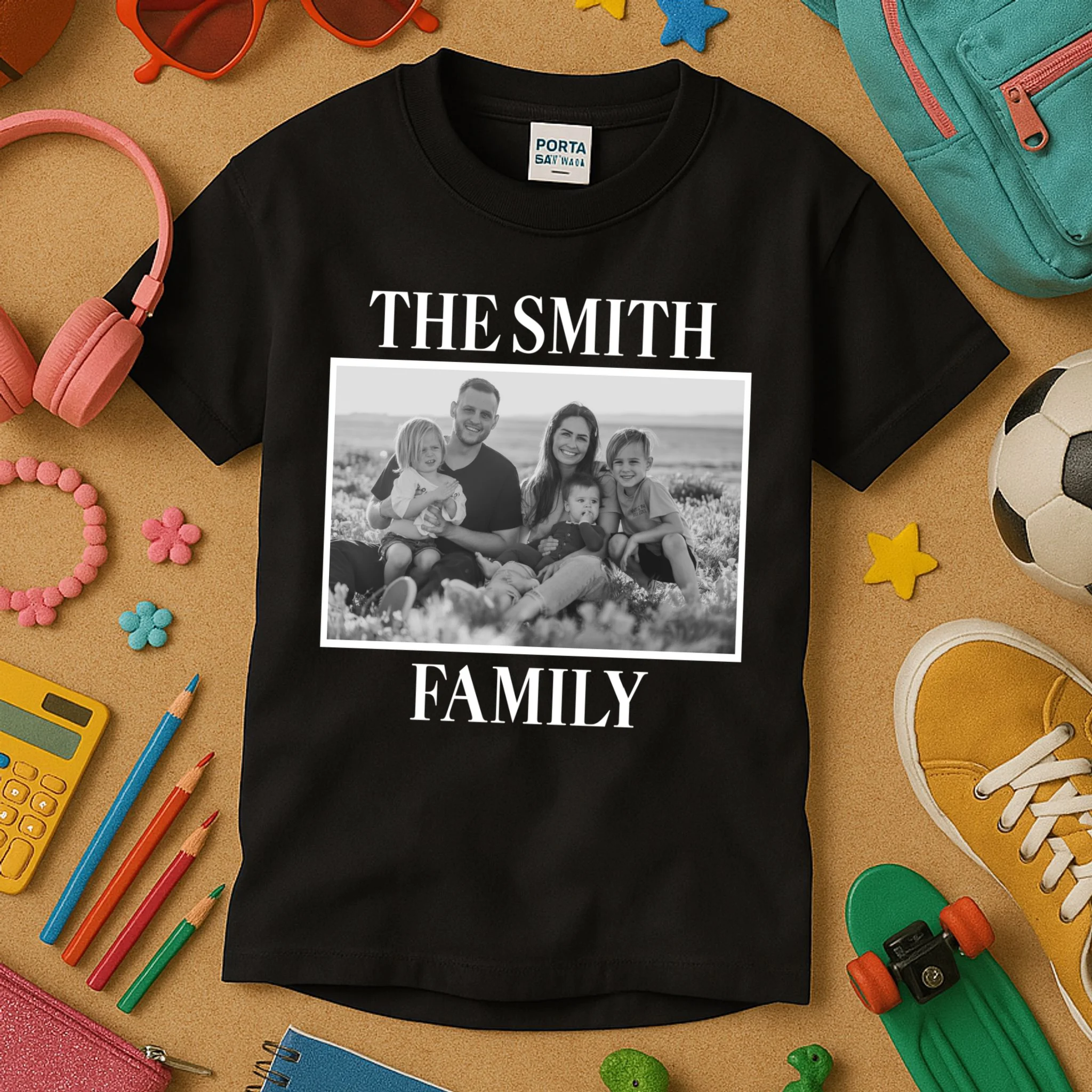 Custom Family Portrait - Personalized Family Photo for Cherished Memories Kids T-Shirt - Front 2