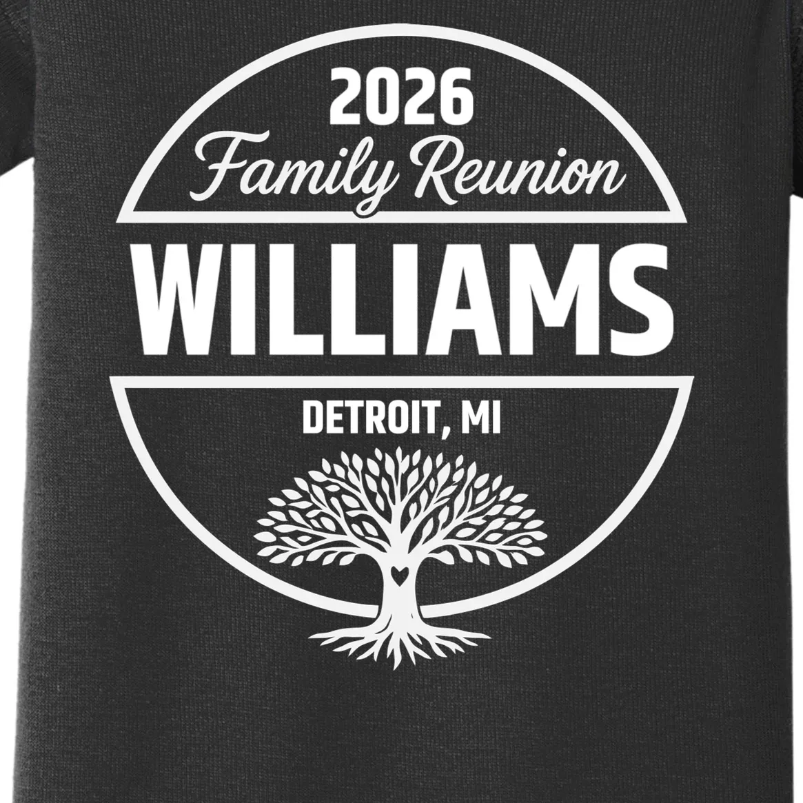 Custom Family Reunion Family Tree Baby Bodysuit - Front - Close-up