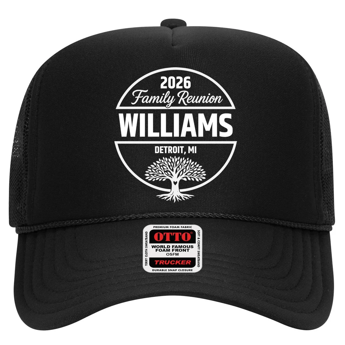 Custom Family Reunion Family Tree Trucker Hat - Front