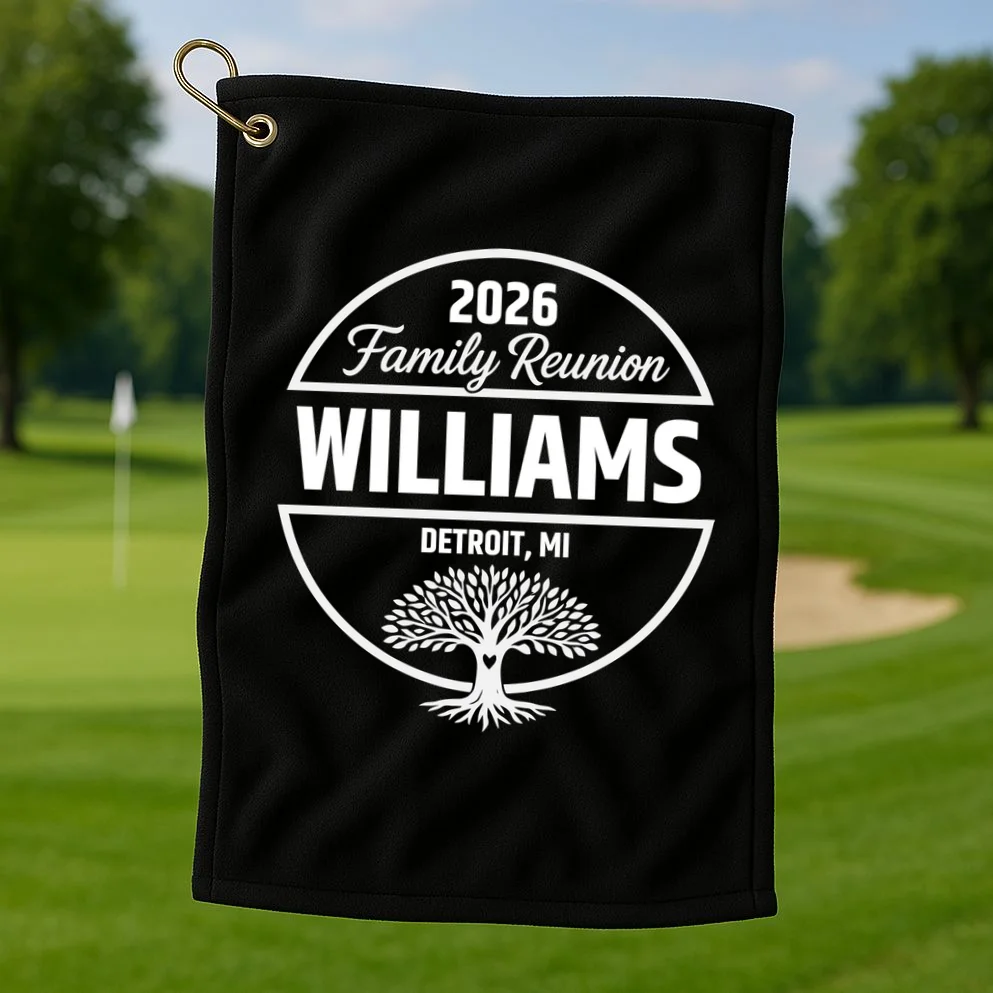 Custom Family Reunion Family Tree Golf Towel - Front 1