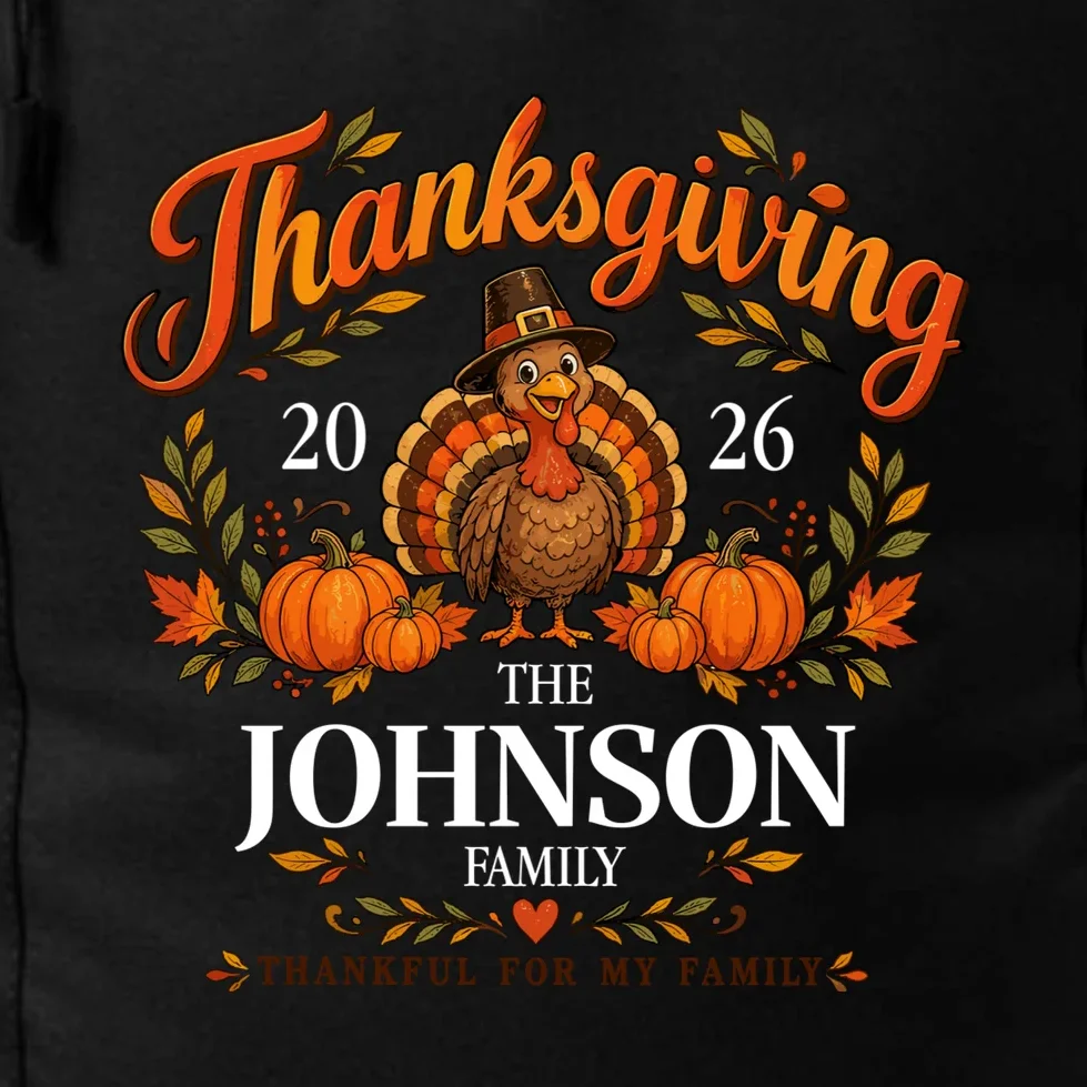 Custom Family Name Thanksgiving Backpack - Front - Close-up