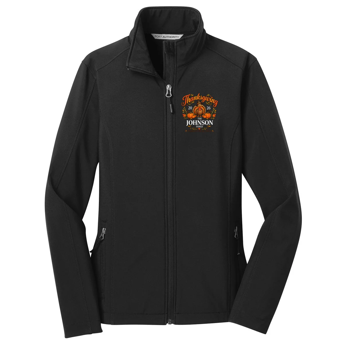 Custom Family Name Thanksgiving Women's Soft Jacket - Front