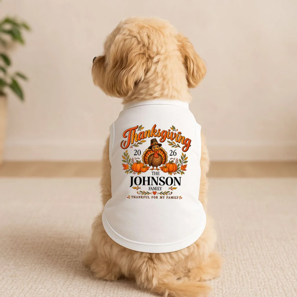 Custom Family Name Thanksgiving Doggie Tank - Front 1