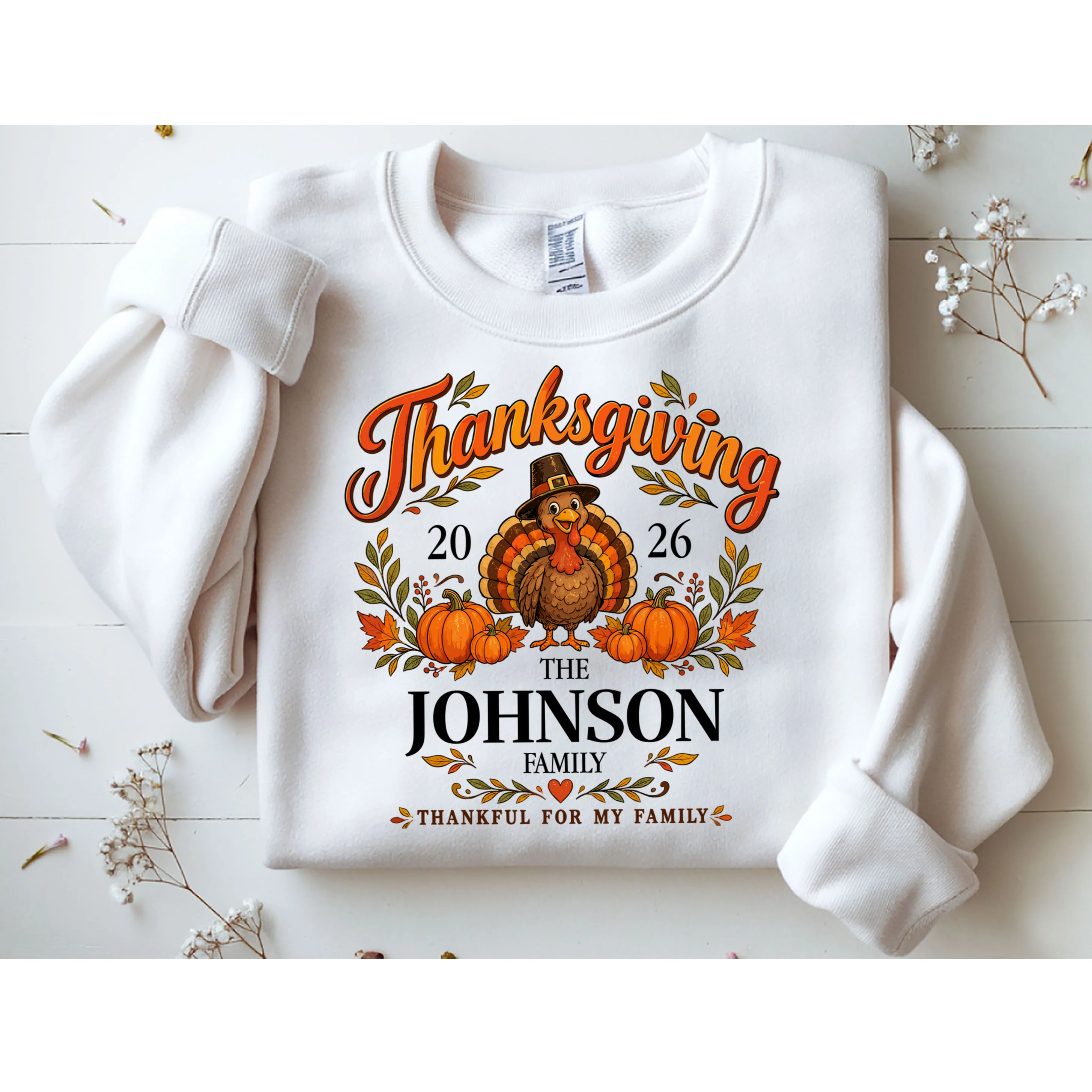Custom Family Name Thanksgiving Men's Sweatshirt - Front 1