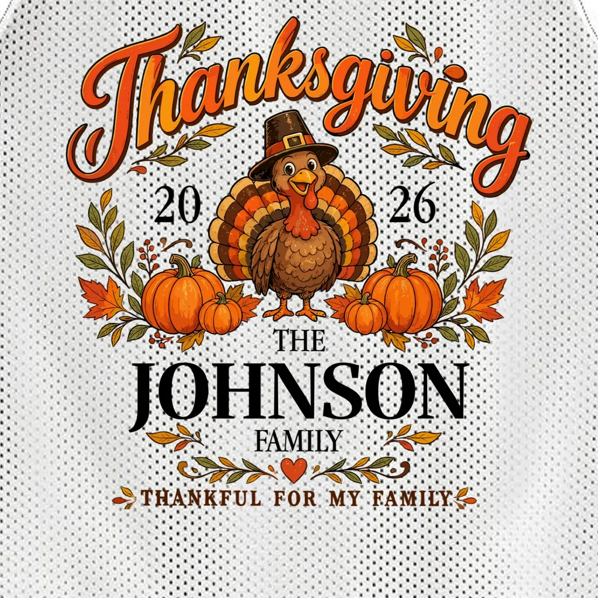 Custom Family Name Thanksgiving Men's Basketball Jersey - Front - Close-up
