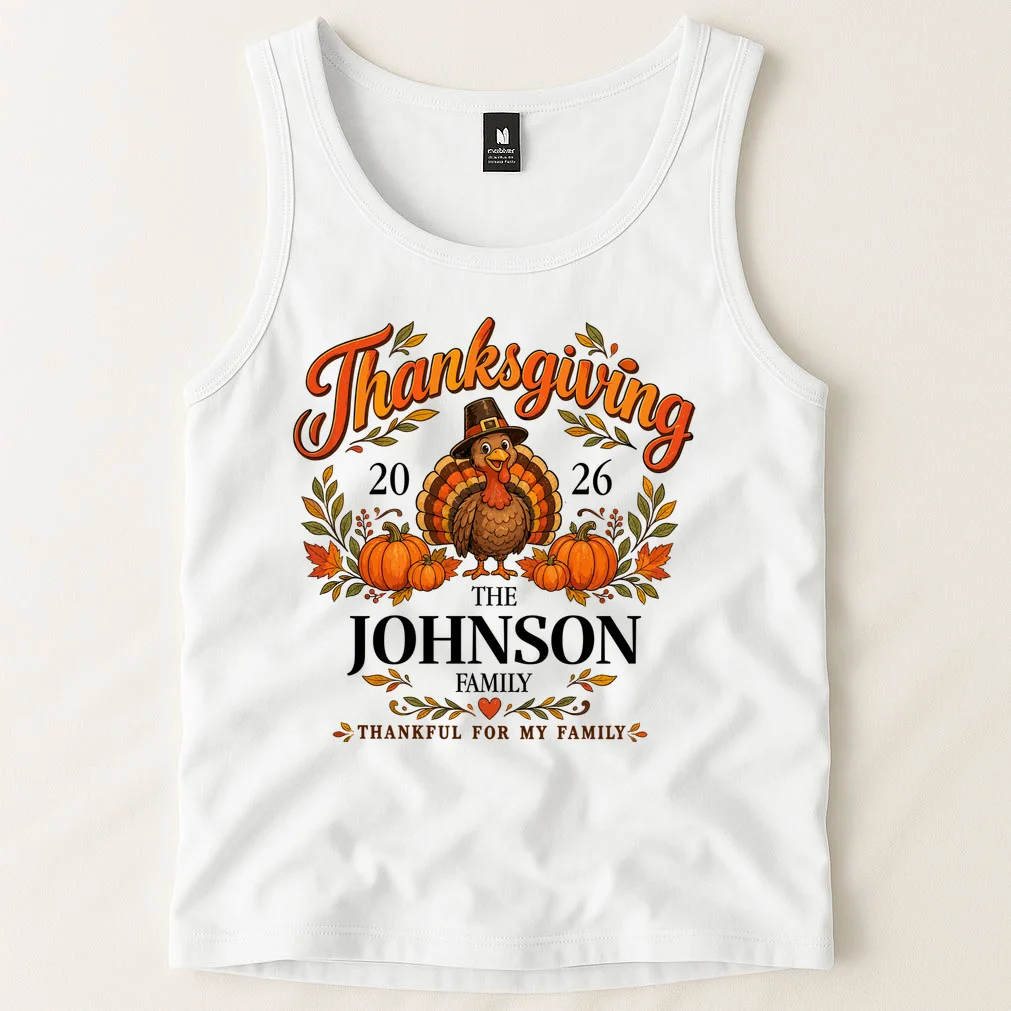 Custom Family Name Thanksgiving Men's Tank Top - Front 1