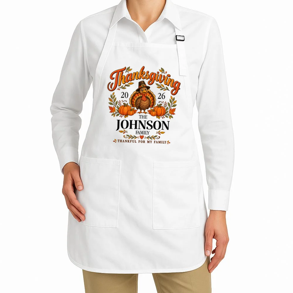 Personalized Thanksgiving Shirt Custom Family Thanksgiving Turkey Day Apron - Front 1