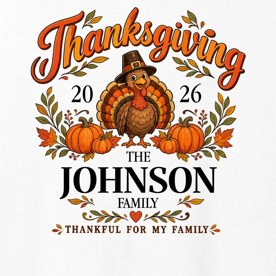 Personalized Thanksgiving Shirt Custom Family Thanksgiving Turkey Day Women's Tank Top - Front - Close-up