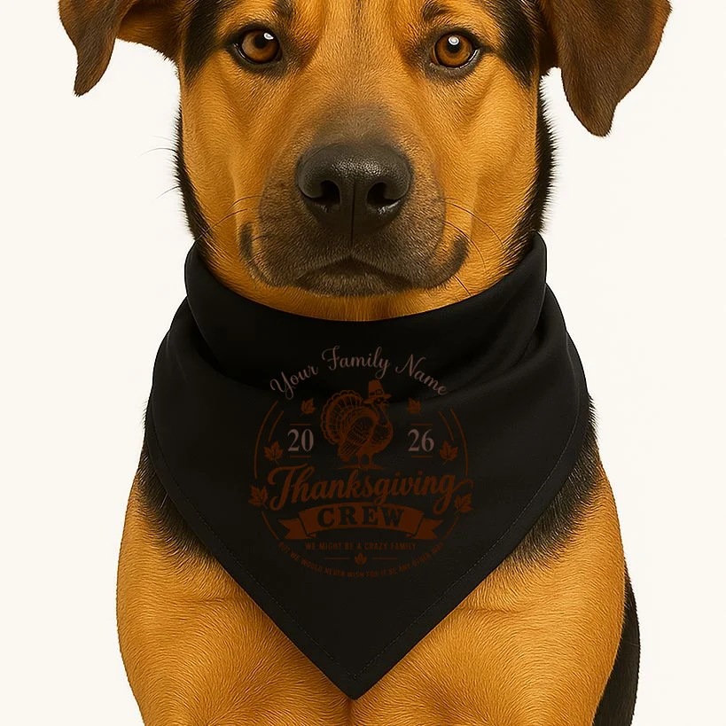 Custom Family Thanksgiving Dog Bandana - Front 1