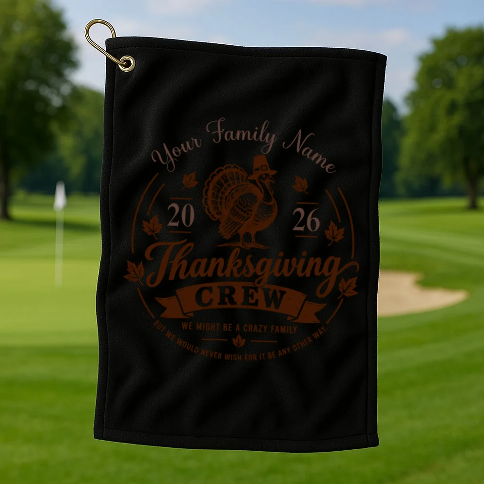 Custom Family Thanksgiving Golf Towel - Front 1