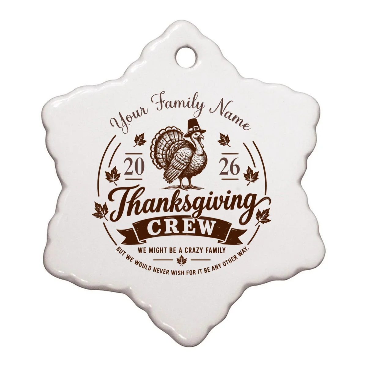 Custom Family Thanksgiving Ornament - Front