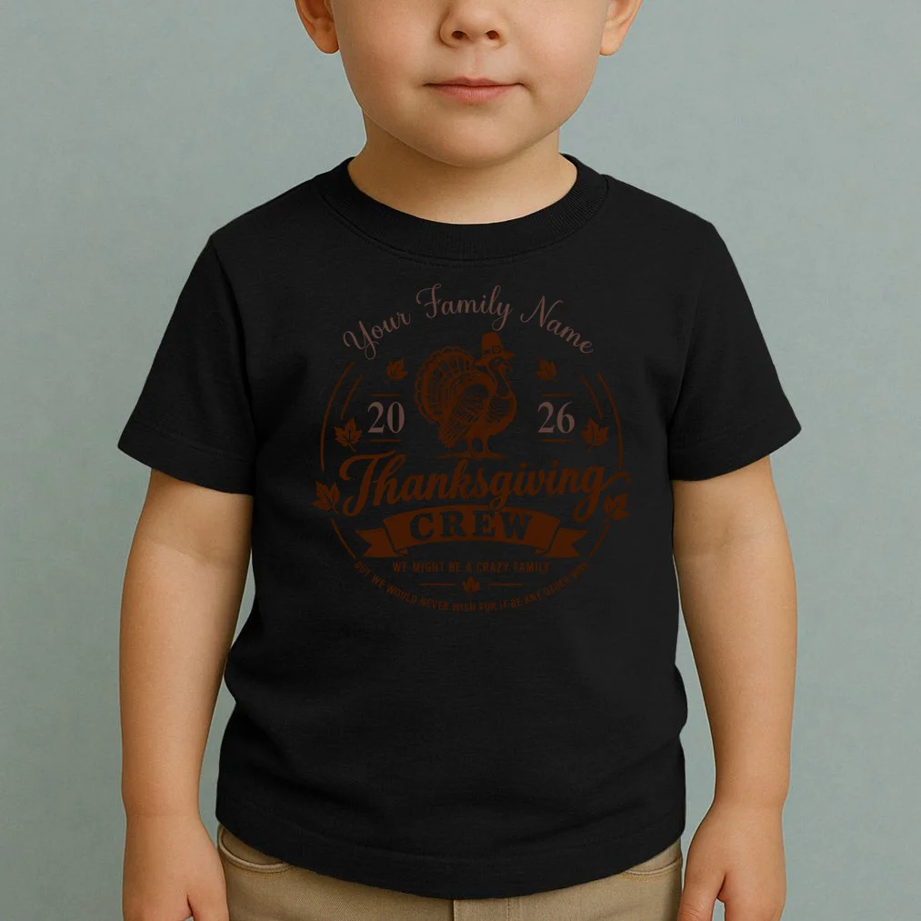 Personalized Thanksgiving Shirt Custom Family Thanksgiving Turkey Day Shirt Toddler T-Shirt - Front 1