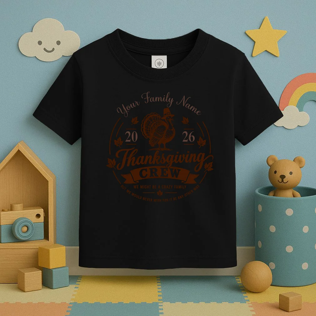 Personalized Thanksgiving Shirt Custom Family Thanksgiving Turkey Day Shirt Toddler T-Shirt - Front 2