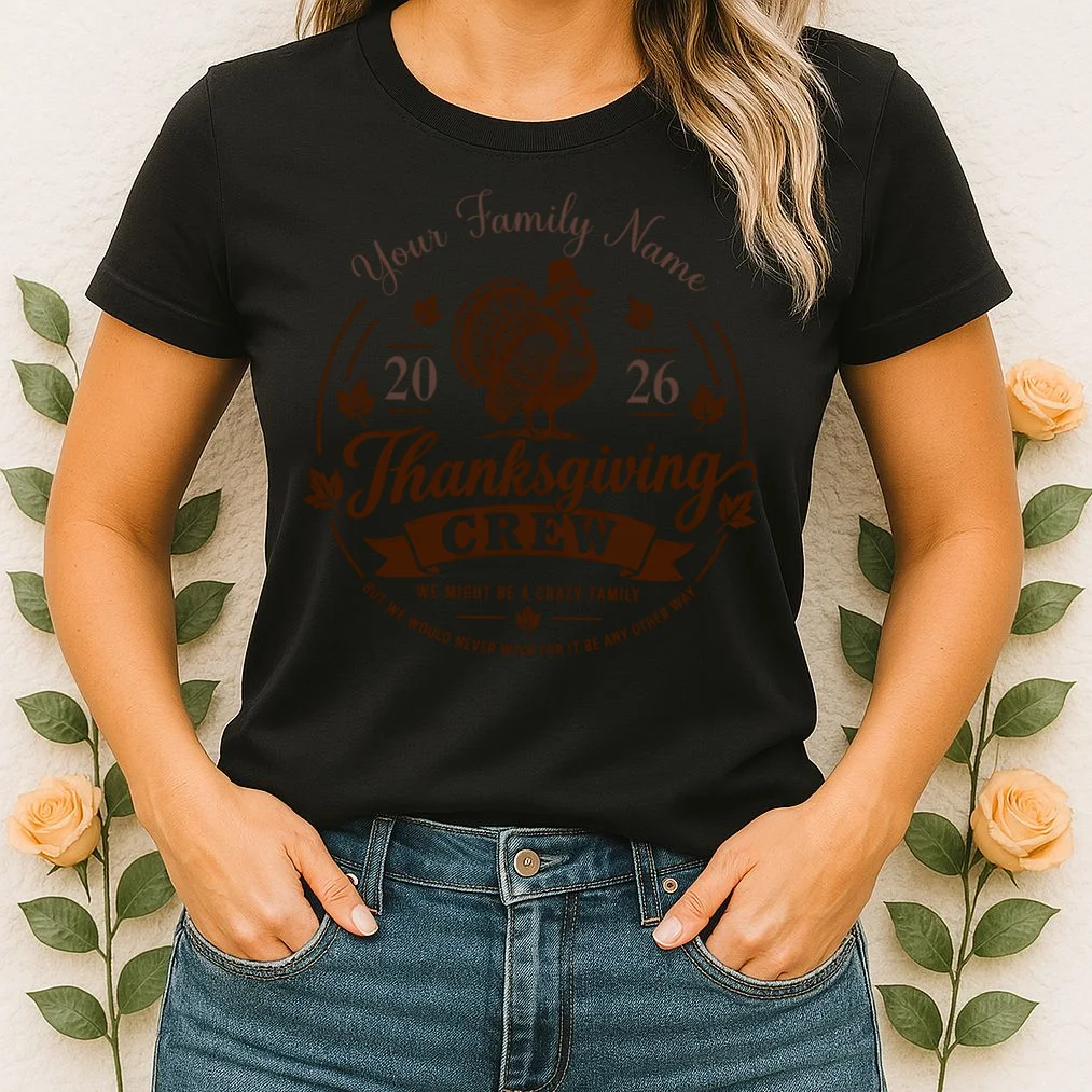 Personalized Thanksgiving Shirt Custom Family Thanksgiving Turkey Day Shirt Women's T-Shirt - Front 1