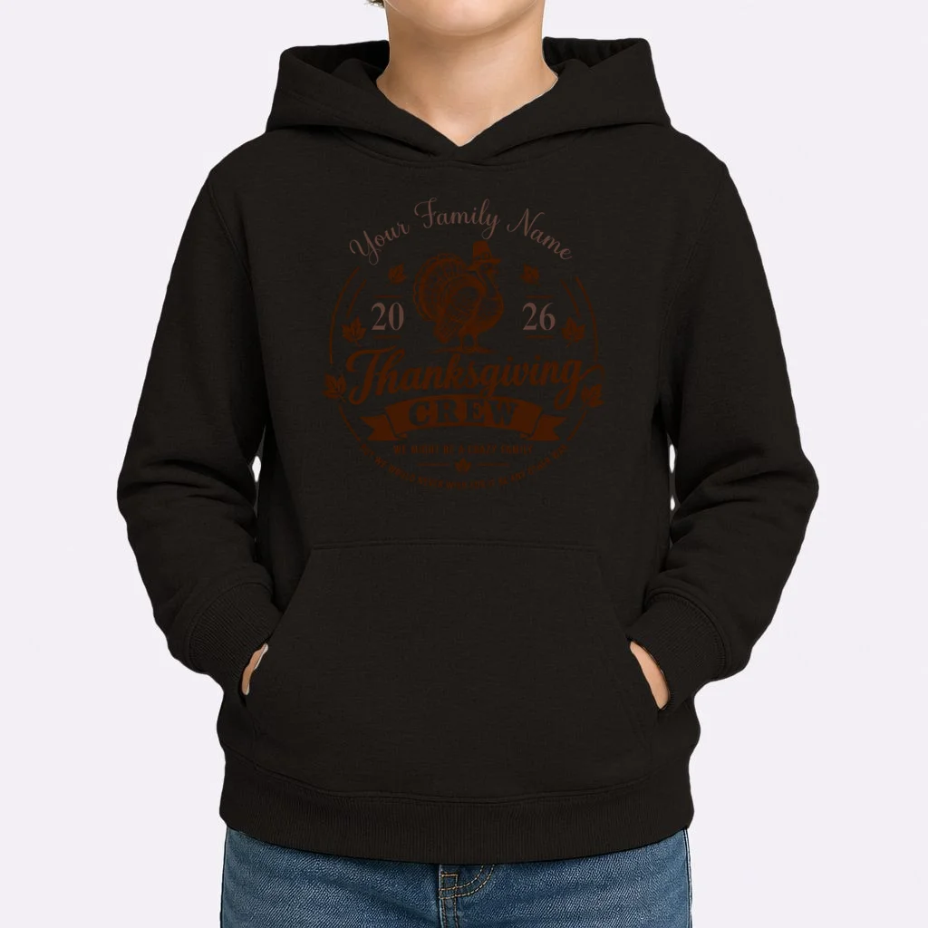 Personalized Thanksgiving Shirt Custom Family Thanksgiving Turkey Day Shirt Kids Hoodie - Front 1
