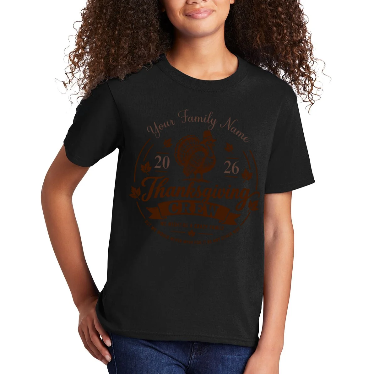 Personalized Thanksgiving Shirt Custom Family Thanksgiving Turkey Day Shirt Kids T-Shirt - Front 1