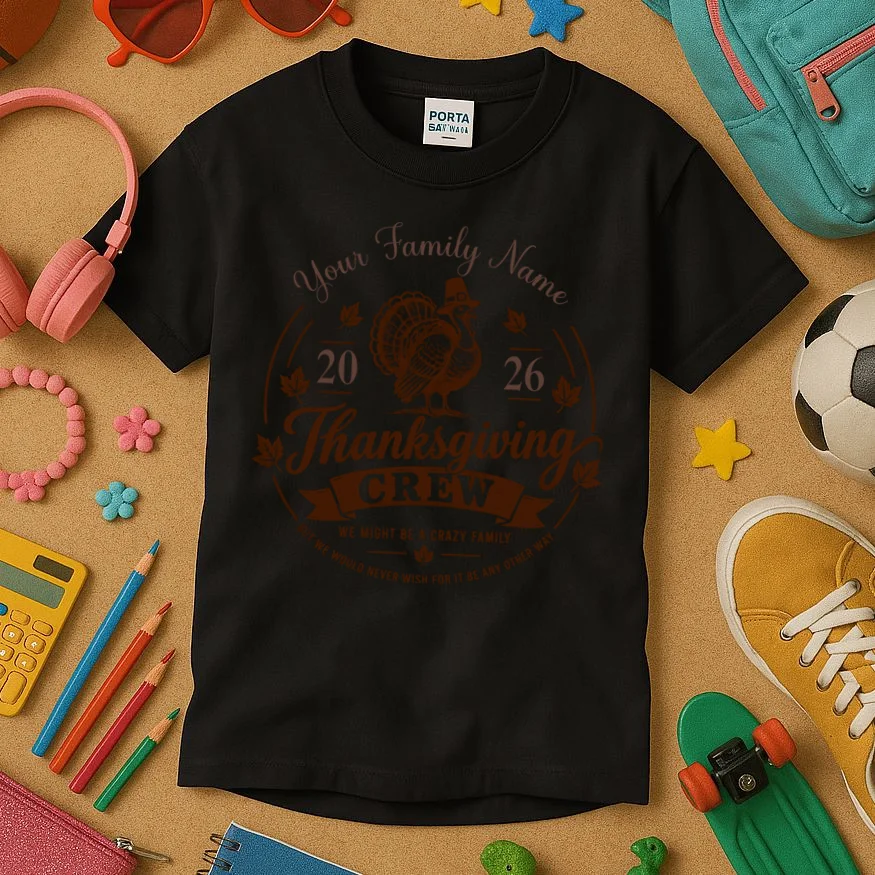Personalized Thanksgiving Shirt Custom Family Thanksgiving Turkey Day Shirt Kids T-Shirt - Front 2